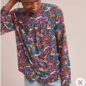 Anthropologie 25 of 52 Conversations Limited-Edition Forest Friends Blouse